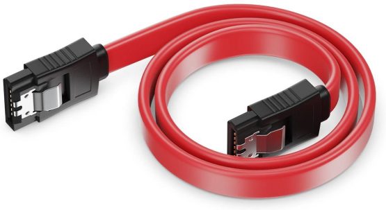 deleyCON 3x 50cm (19.69 Inch) SATA III Cable in a Set S-ATA 3 Data Cable HDD SSD Connection Cable Metal Clip 6GBit/s 2x Straight L-Type Connectors - Black - Image 3