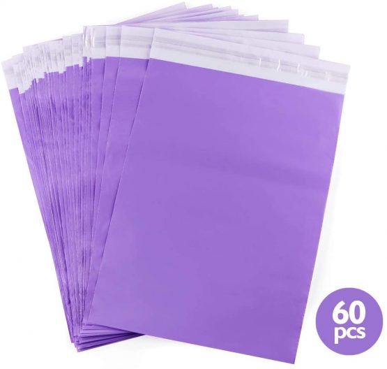 60 Purple Mailing Bags, Anstore Self Seal Postal Bags Large Size Mail Sacks for Packing Packaging Postage Envelopes Mailers, 300mm x 400mm, 12” x 16”