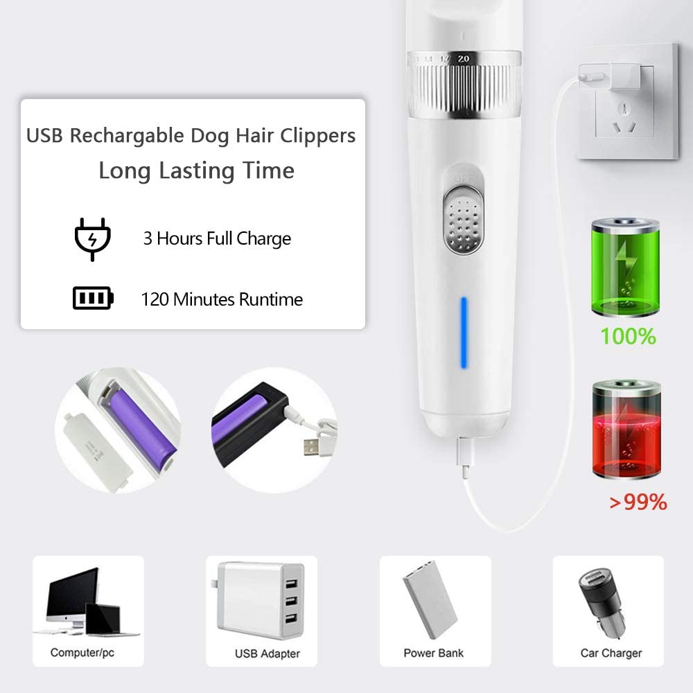 Dog Clippers 2-Speed Dog Grooming Kit, Dog Hair Trimmer, Cat Shaver, Low Noise Rechargeable Cordless Pet Clippers for Small Medium Large Dogs Cats - Image 2