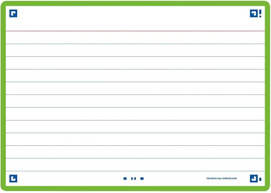 Flash Cards by Oxford, Ruled with green frame, double-sided, A6, Pack of 80 cards, 400133920