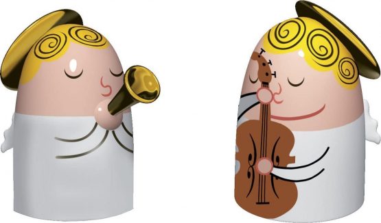 Alessi 4.5 x 3 cm Angels Hand-Decorated Porcelain Figurines, Set of 2