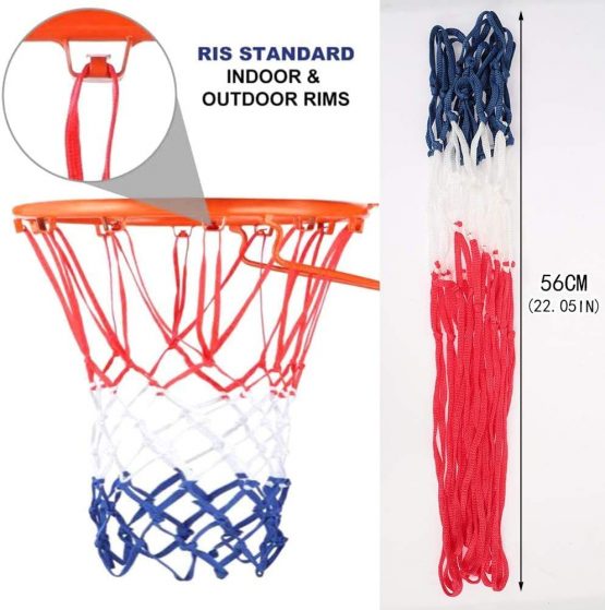 WENTS Heavy Duty Basketball Net 12 Loop Basketball Net Replacement Nylon Net Tri-colored Basketball Hoop Net Accessories All-Weather Fit Standard Indoor or Outdoor Basketball Hoop 2 pcs - Image 2
