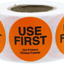 Hybsk"USE First" Trilingual Removable Label 1.5 Inch Total 500 Labels Per Roll (Orange)