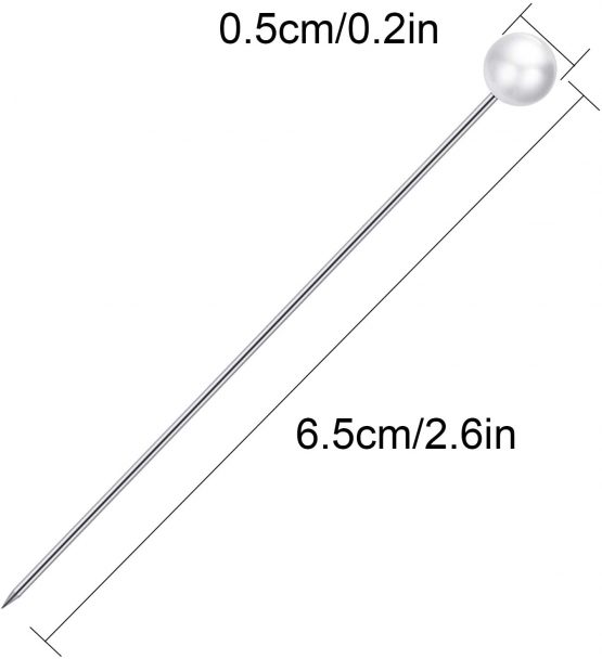 Corsage Pins Round Faux Pearl Head Pins Wedding Bouquet Pins White Straight Pins for Sewing Craft Wedding Decorations (100 Pieces with 1 Box) - Image 3
