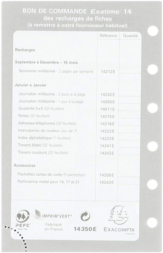 Exacompta 14350 Organiser Refill for Exatime 14 / Daily 1 Day per Page January to December in French 2019 - Image 2