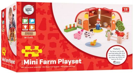 Bigjigs Toys Mini Wooden Farm Playset with Accessories - Image 3