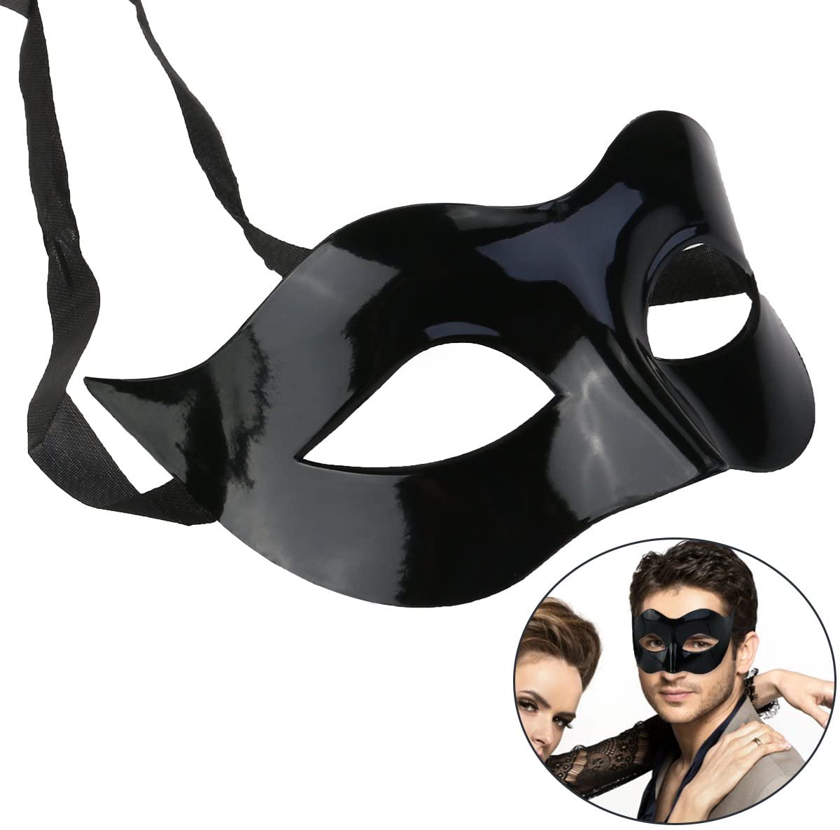 WINOMO Costume Black Halloween Masquerade Mask Masquerade Costume Mask Black for Men Women Party Ball Halloween Mask