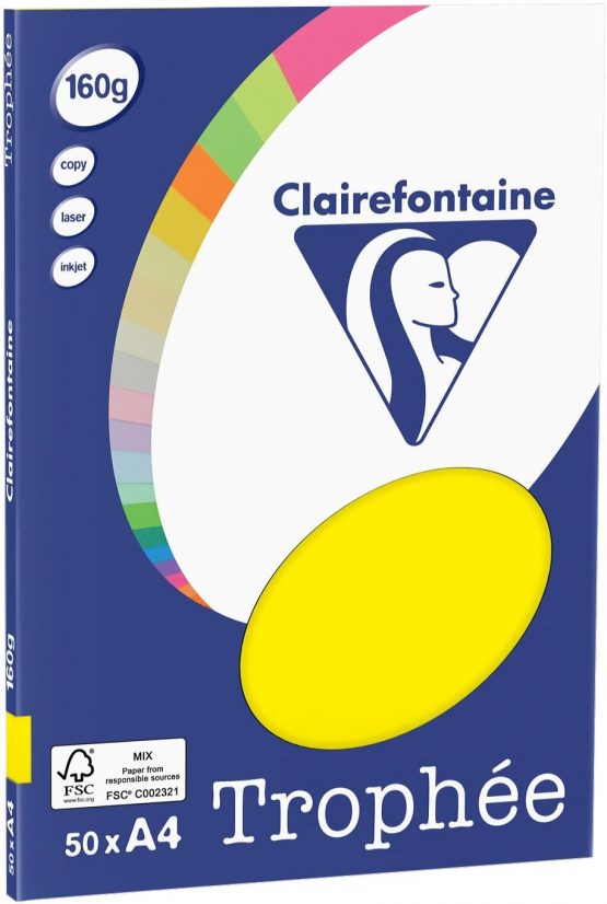 Clairefontaine 4167C PPP Paper DIN A4 160 g/m² 50 Sheets Canary Yellow