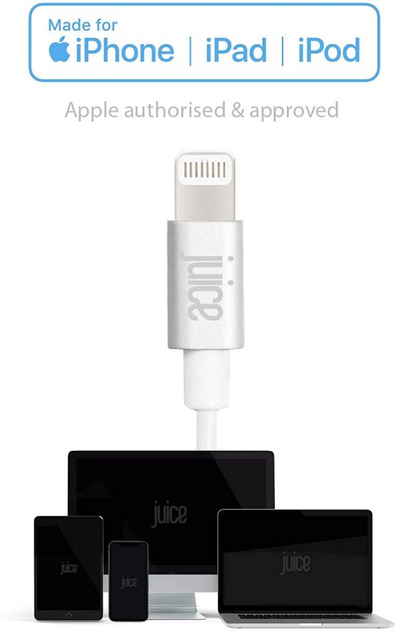 Juice USB Type C - Apple Lightning, 2m Charger and Sync Cable for Apple iPhone 13, 13 Pro, 12, 12 Mini, SE, 11, XS, XR, X, 8, 7, 6, 5, iPad, Pro, Air, Mini, Airpods Pro - Aqua - Image 4