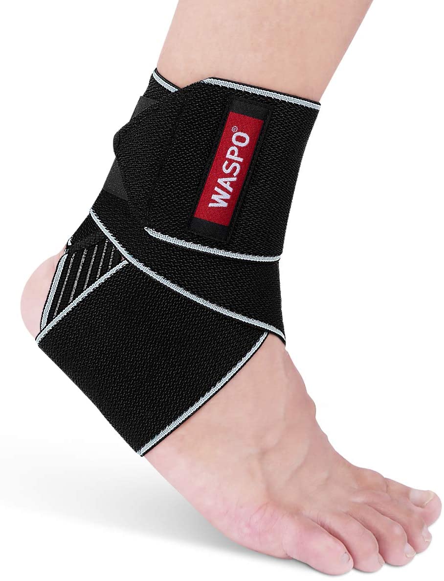 WASPO Ankle Support Brace, Adjustable Ankle Brace Wrap Strap for Sports Protect Plantar Fasciitis, Achilles tendonitis