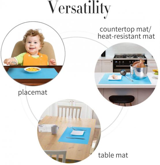 Non Stick, Double Thickness Silicone Pastry/Baking Mat Extra Large- for Heat Resistant Nonskid Placement Mat, Countertop Protector, Art and Craft Mat 60 × 40 cm (Blue, 40×60) - Image 3