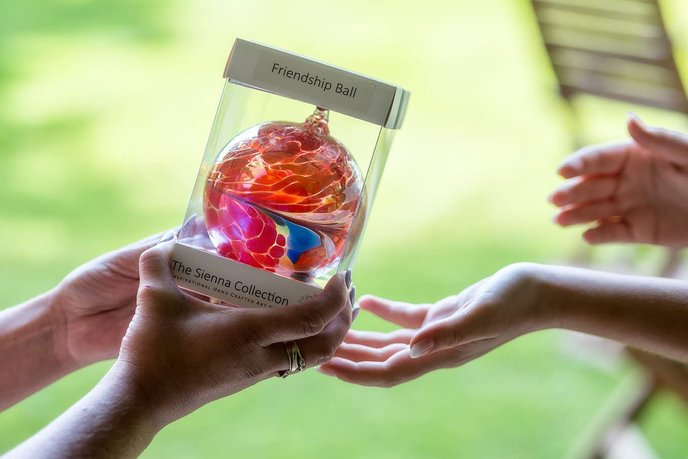 Hanging Glass Friendship Ball 10cm diameter , Pearl, Pearl White - Image 2