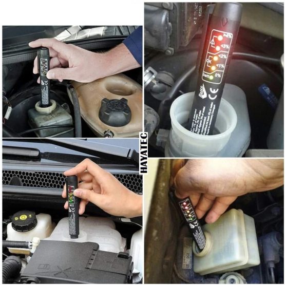 Car Brake oil Tester Pen, Mini Automobile Diagnostic Brake Oil Detection Pen with 5 LED Indicator, Calibrated for Testing DOT3 DOT4 fluid, Brake oil Water indicator by Hayatec - Image 4