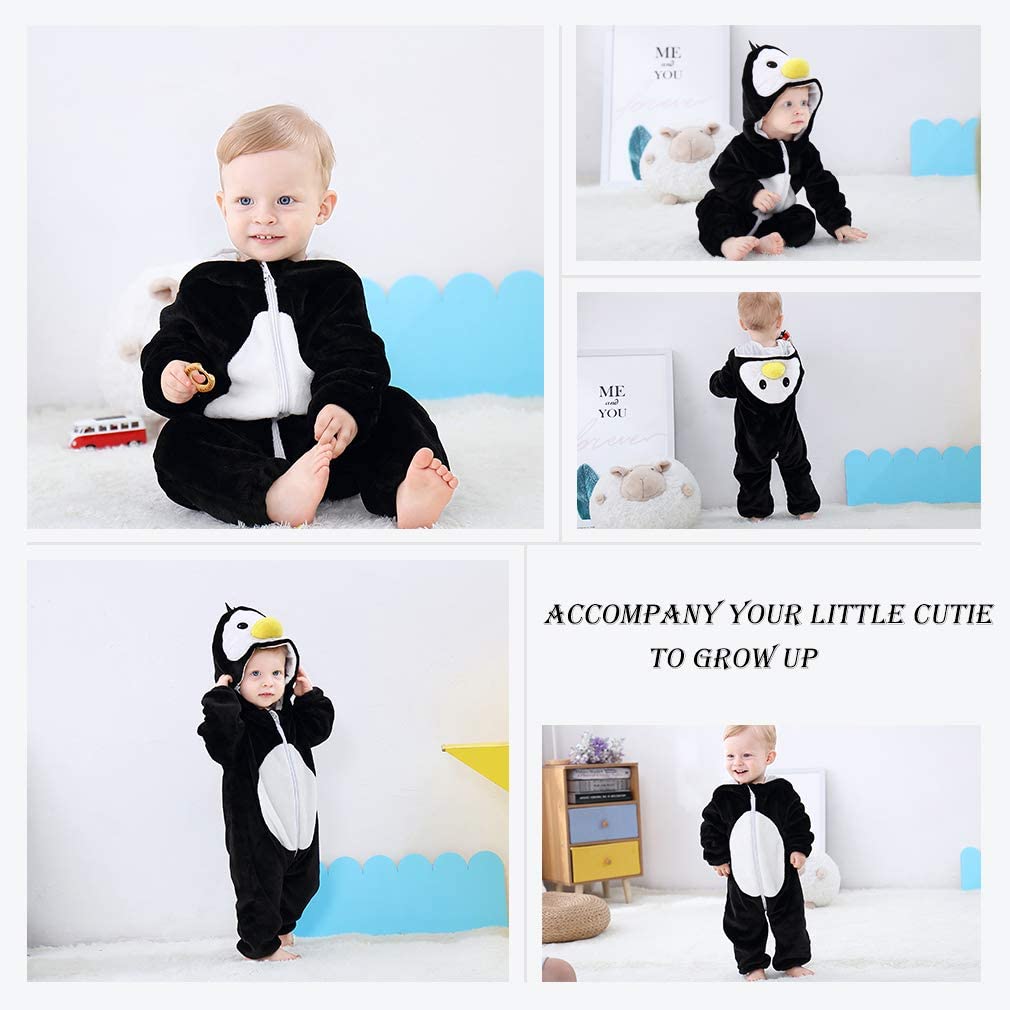 COOKY.D Unisex Baby Hooded Romper Super Soft Flannel Autumn Winter Newborn Animal Jumpsuitt Playsuit Outfits,3-6 Months, Black Bird - Image 4