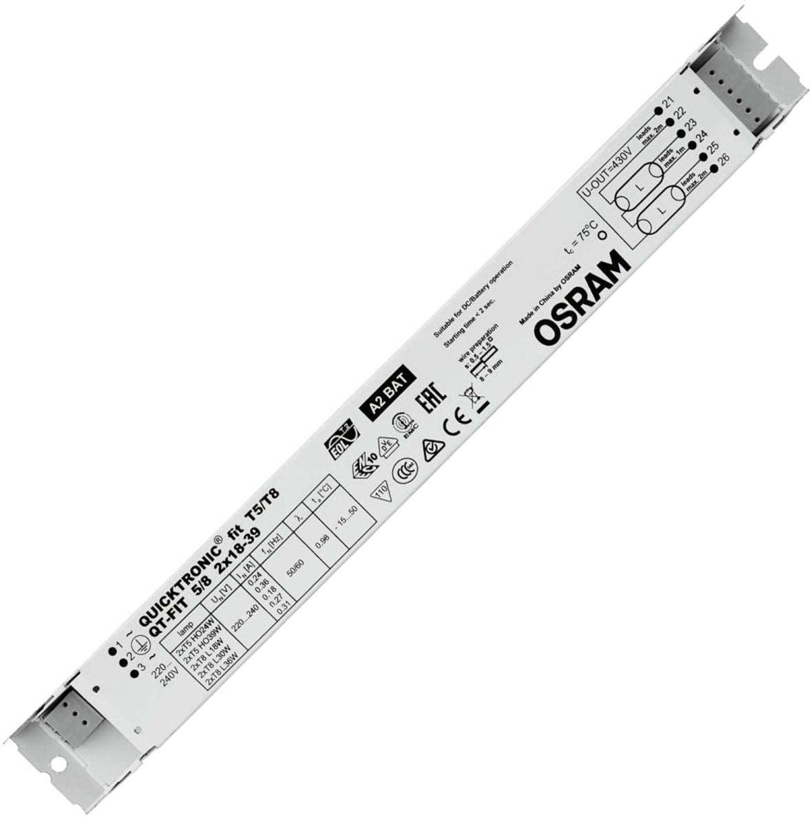 Osram Electronic Control Gears (ECG), QUICKTRONIC FIT 5/8, ECG LL/KLL Non-DIM, QT-FIT 5/8 2X18-39/220-240, 4008321873903
