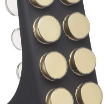 MasterClass Herb and Spice Rack Set with 8 Brass Finish Lidded Jars and Gift Box, Black Effect, 9 Piece