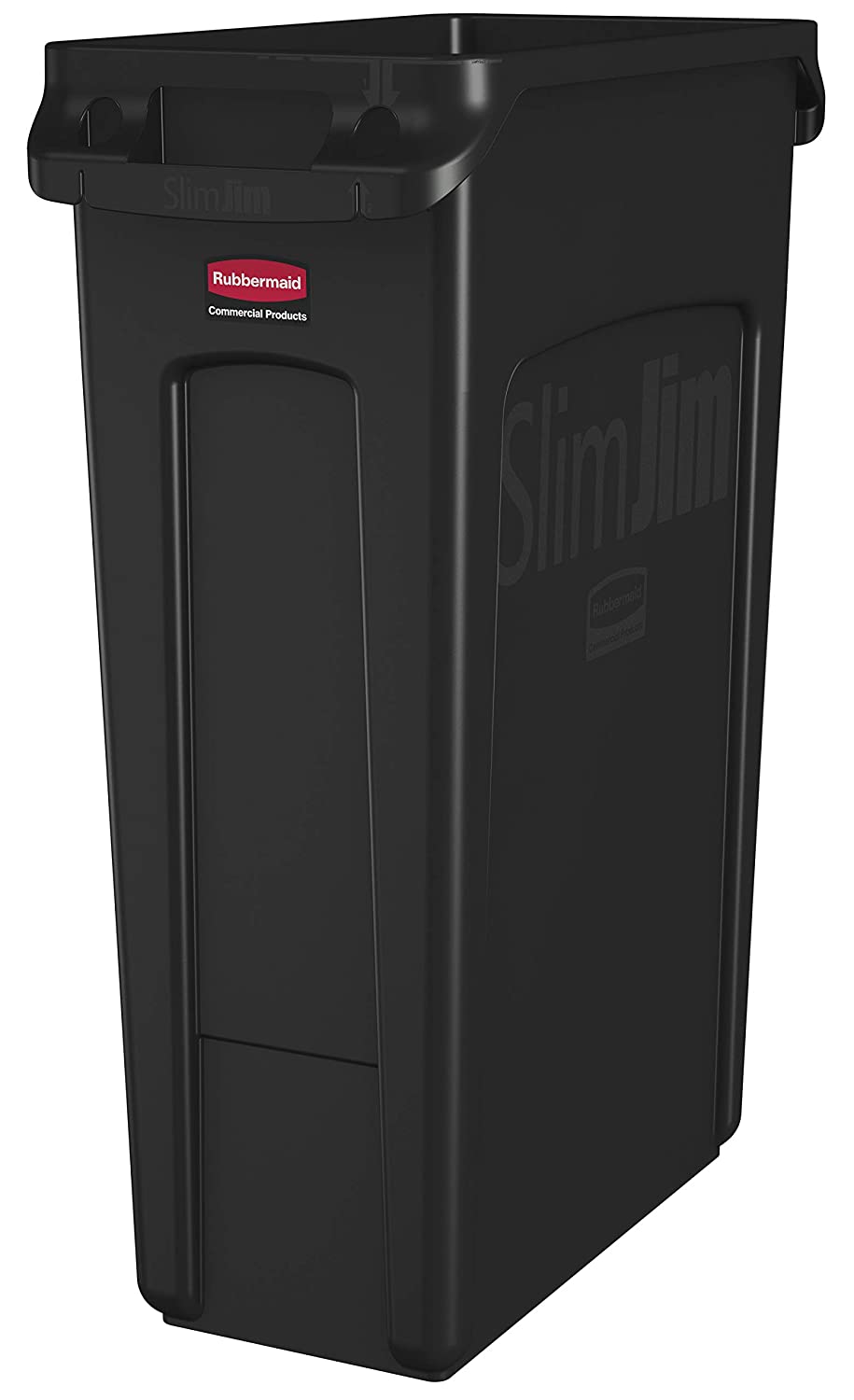 Rubbermaid Commercial Products Slim Jim Bin 87 L Black- Rectangular Waste Container With Venting Channels for Kitchens Offices