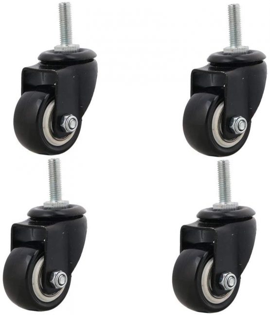 SHANOER 4pcs Heavy Duty 240kg M8x25mm PU Swivel Castor Wheels Trolley Furniture Caster Replacement (castor without brake)
