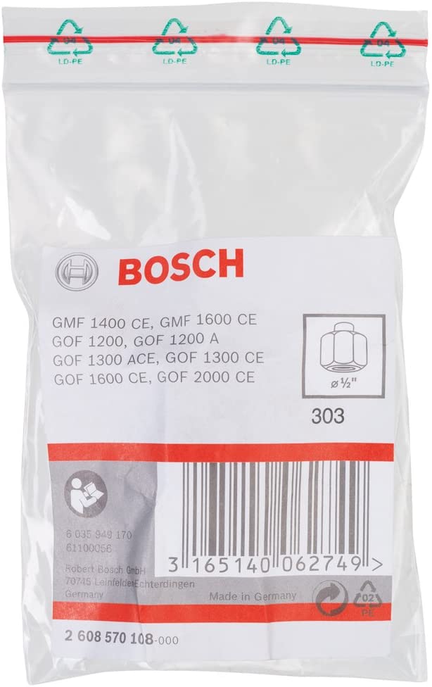 Bosch Collet (diameter 1/2'', 24mm, Accessories Hand Held Routers), Blue, 1/2" - Image 2
