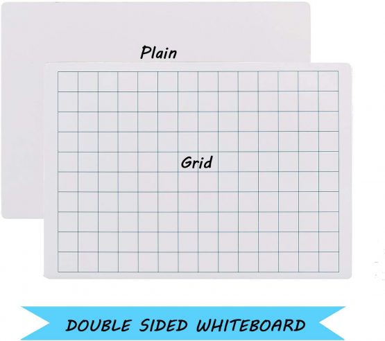 MAKELLO Small Dry Wipe White Board Class Set with 4 Pens, Plain and Grid, A4 - Image 2