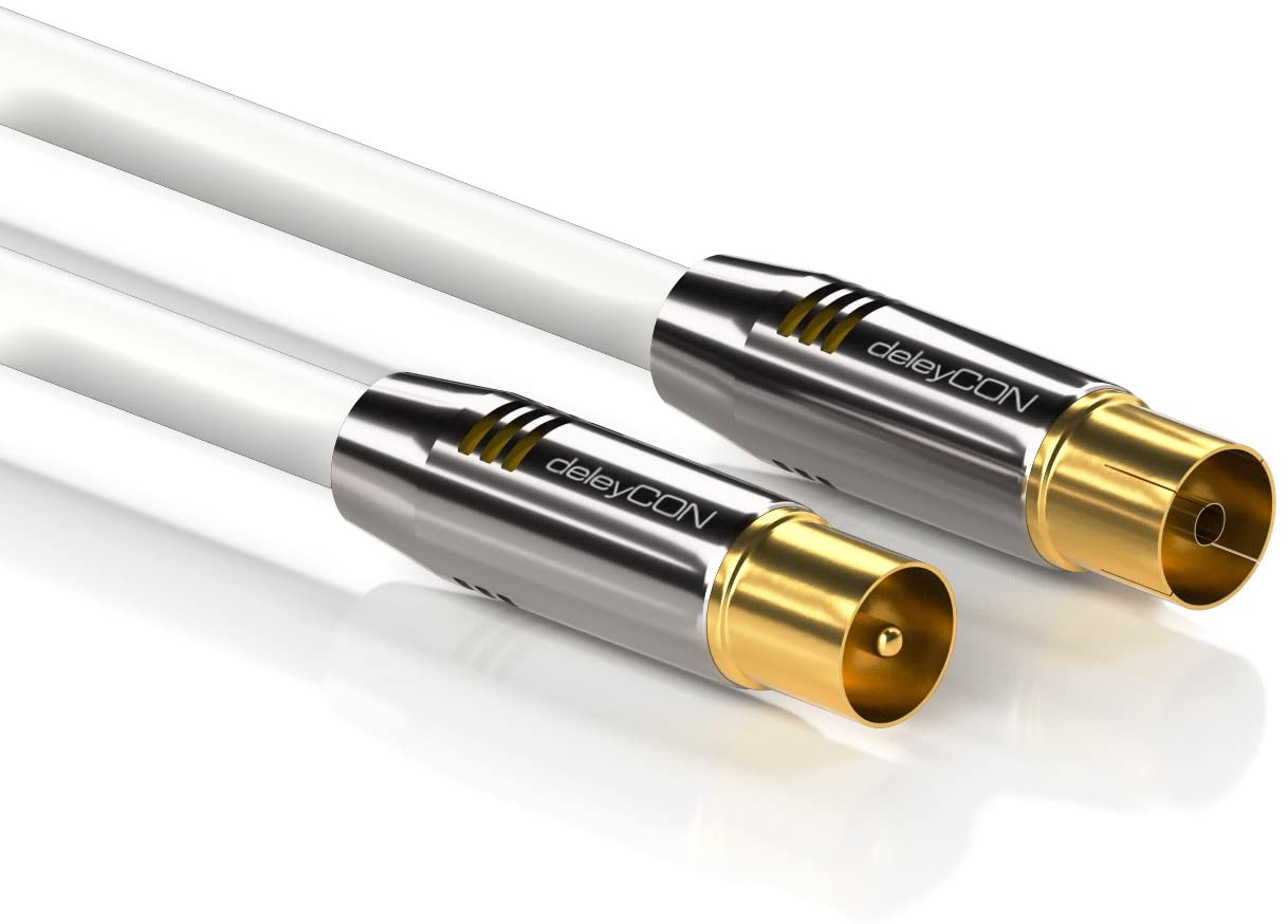 Deleycon TV Cable Straight/Straight - Gold, White, 20m - Image 2