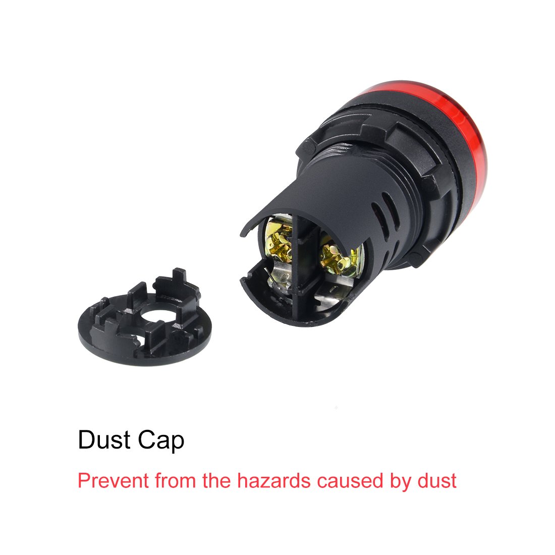 sourcing map 2Pcs AC 220V Indicator Lights, Red+Blue LED, Flush Panel Mount 7/8" 22mm, Blue,red - Image 4