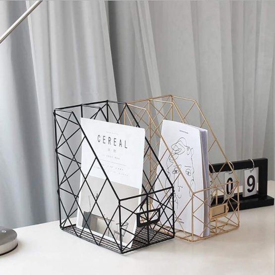 Fambasis Magazine File Holder Storage Metal Grids Basket Hanging Shelf Folder Newspaper Mail Document Desktop Organiser, Home and Office Space Saving Design - Image 4