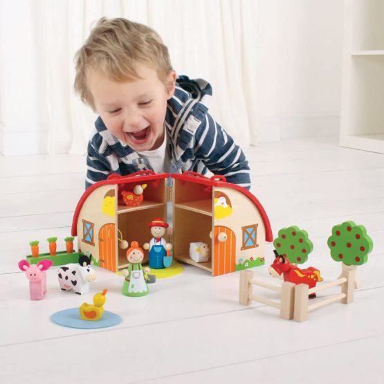 Bigjigs Toys Mini Wooden Farm Playset with Accessories - Image 2