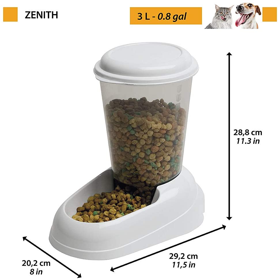 Ferplast Dry food dispenser for dogs and cats 3 Liter ZENITH Practical pet feeder food dispenser biscuits for animals Transparent tank with lid - Image 2
