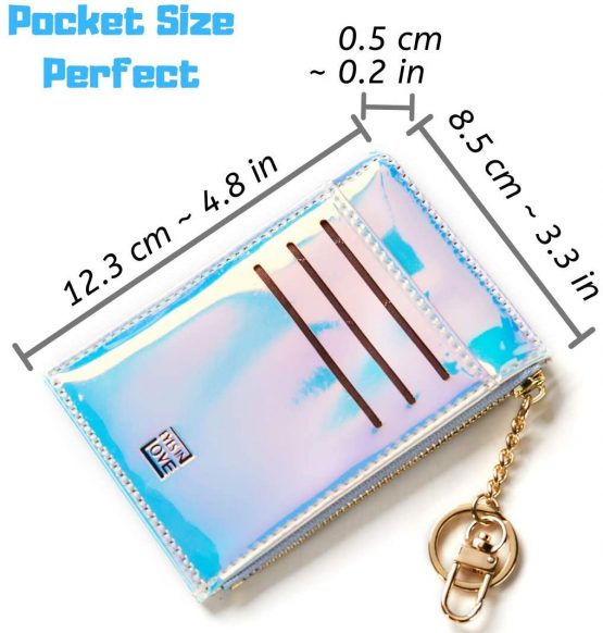 All-in-one Wallet Credit Card Holder Coin Organizer with Key Chain in a Gift Box, Flat Suitable for Front & Back Pockets Fashion Crocodile Vegan Leather, Powerful RFID Blocking Card as a Bonus (Brown) - Image 2