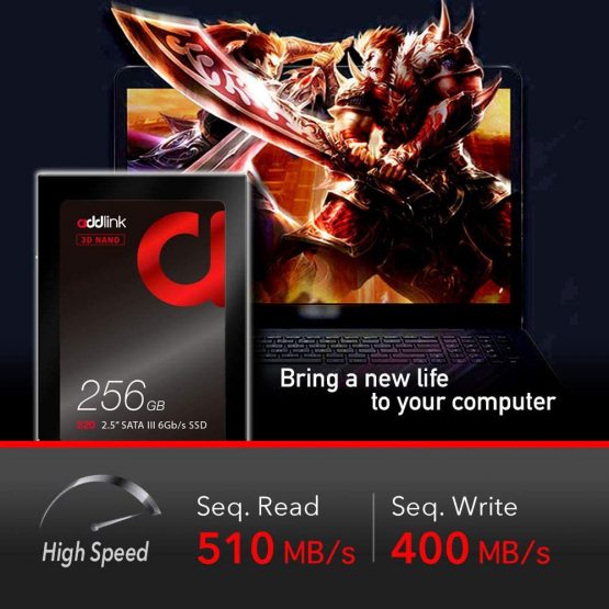 addlink Internal SSD 256GB S20 2.5" 3D NAND SSD up to 510MB/s SATA III 6Gb/s Read 510MB/s Write 400MB/s 2.5inch Internal Solid State Drive - Image 2