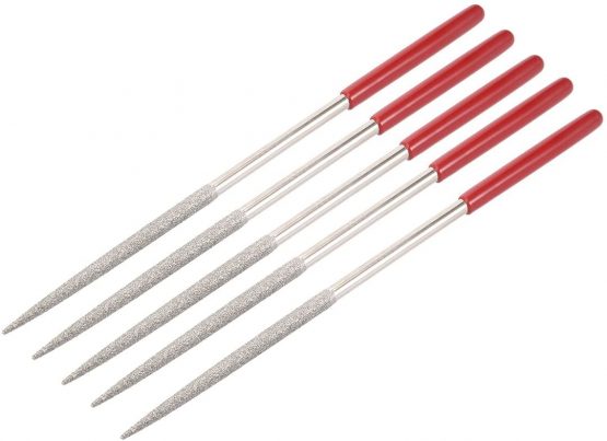 sourcingmap 5Pcs 5mm x 180mm Round Diamond Needle File 150 Grit for Metal Glass Stone