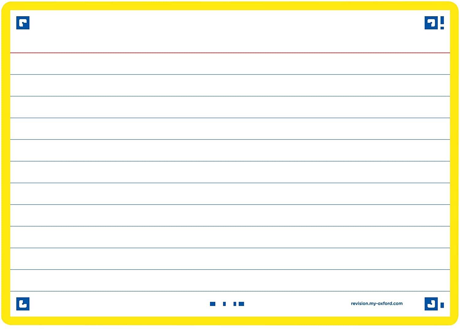 Oxford A6 Flash Cards, Ruled with Yellow Frame, Pack of 80