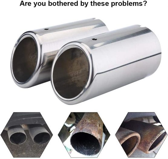 Exhaust Tail Pipe, 1 Pair 67mm Stainless Steel Exhaust Pipe Ends Car Exhaust Tail Pipe Muffler Tip Replacement - Image 4