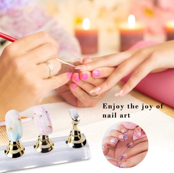 Yotako 2 Sets Acrylic DIY Fingernail Nail Art Display Stand Nail Practice Holder with