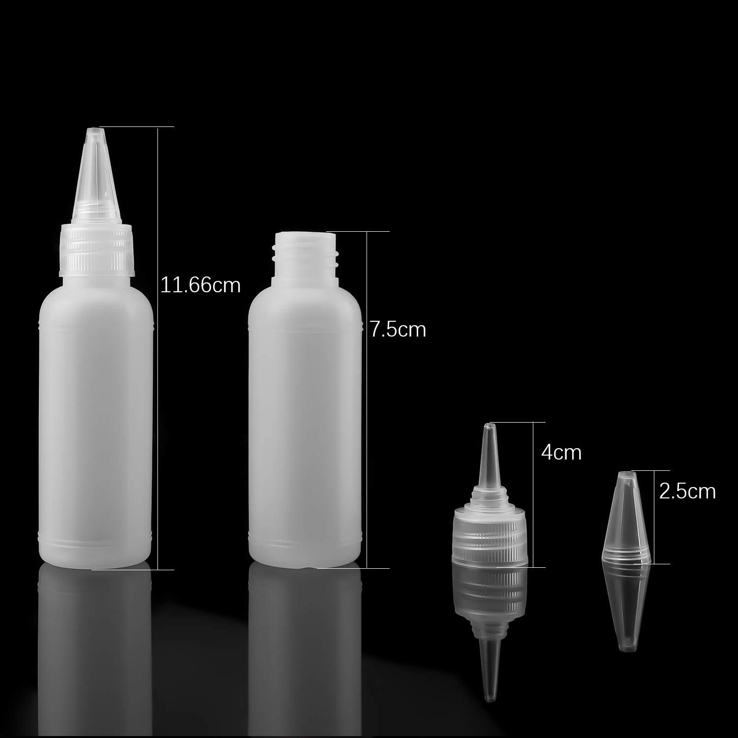 LUTER 8 Pieces 2oz Clear Plastic Small Squeeze Bottles Mini Empty Bottle for Paint DIY, Art, Liquids, Lotion, Craft, Glue - Image 2