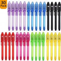 DazSpirit 30pcs Invisible Ink Pen Party Bag Fillers for Boys and Girls , Magic Marker Pens with UV Light for Kids, Spy Pens Invisible Ink for Writing Secret Message