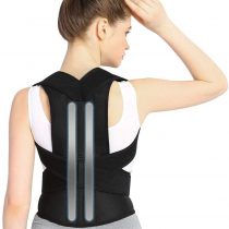 Back Brace Posture Corrector, Shoulder Lumbar Waist Support Belt with Adjustable Wide Straps, for Upper Back Pain Relief, Improve Sitting and Standing Poor Posture, S Size