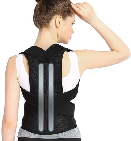 Back Brace Posture Corrector, Shoulder Lumbar Waist Support Belt with Adjustable Wide Straps, for Upper Back Pain Relief, Improve Sitting and Standing Poor Posture, S Size