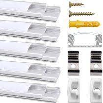 Chesbung 10 Pack 1Meter/3.3ft U-Shape Led Aluminum Channel, Led Aluminum Profile with Cover. LED Channels and Diffusers with End Caps and Mounting Clips for Flex/Hard LED Strip Light