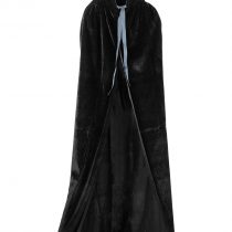 Proumhang Black Hooded Cloak Maxi Cape Velvet Adult Costume Grim Reaper Vampire Party Halloween Costumes 110 cm