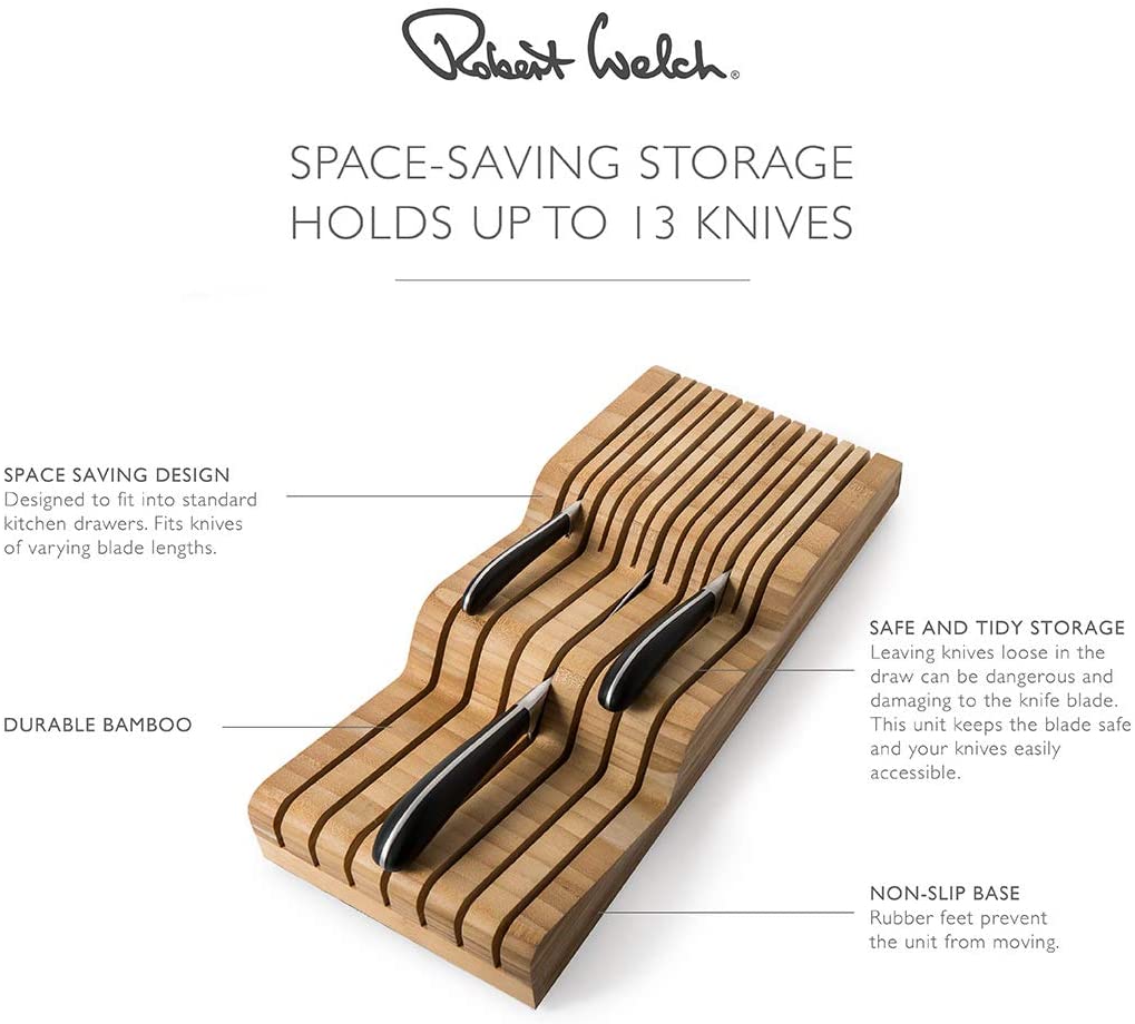 Robert Welch Signature Bamboo Knife Drawer Unit. Made from Durable Bamboo with Capacity to Store 13 Knives - Image 4
