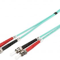 DIGITUS LWL patch cable OM3-1 m ST to ST fiber optic cable - LSZH - Duplex Multimode 50/125µ - 10 GBit/s - Turquoise