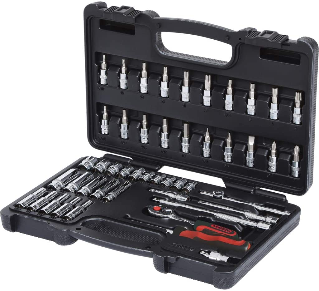 KS Tools 918.0847 1/4-inch Chrome+ Socket Set (47 Pieces), Rot, Schwarz