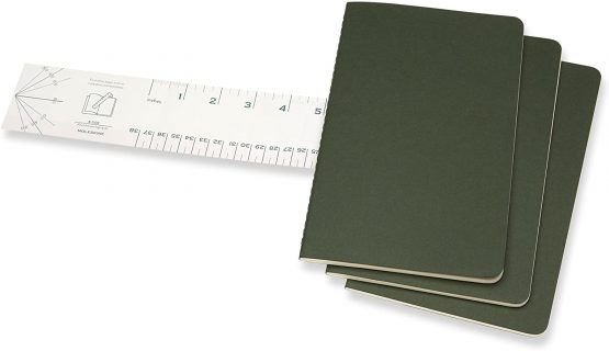 Moleskine Cahier Journal, Set 3 Notebooks with Plain Pages, Cardboard Cover with Visible Cotton Stiching, Colour Myrtle Green, Large 13 x 21 cm, 80 Pages - Image 3