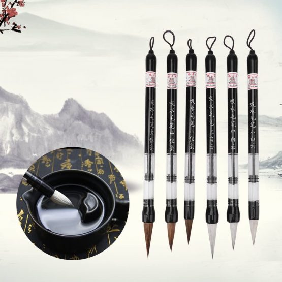 6 Pcs/Set Water Brush Pen, Piston Water Color Brush Chinese Japanese Calligraphy Pen for Beginner Painting Reusable Brush Drawing Pen Art Supplies - Image 4