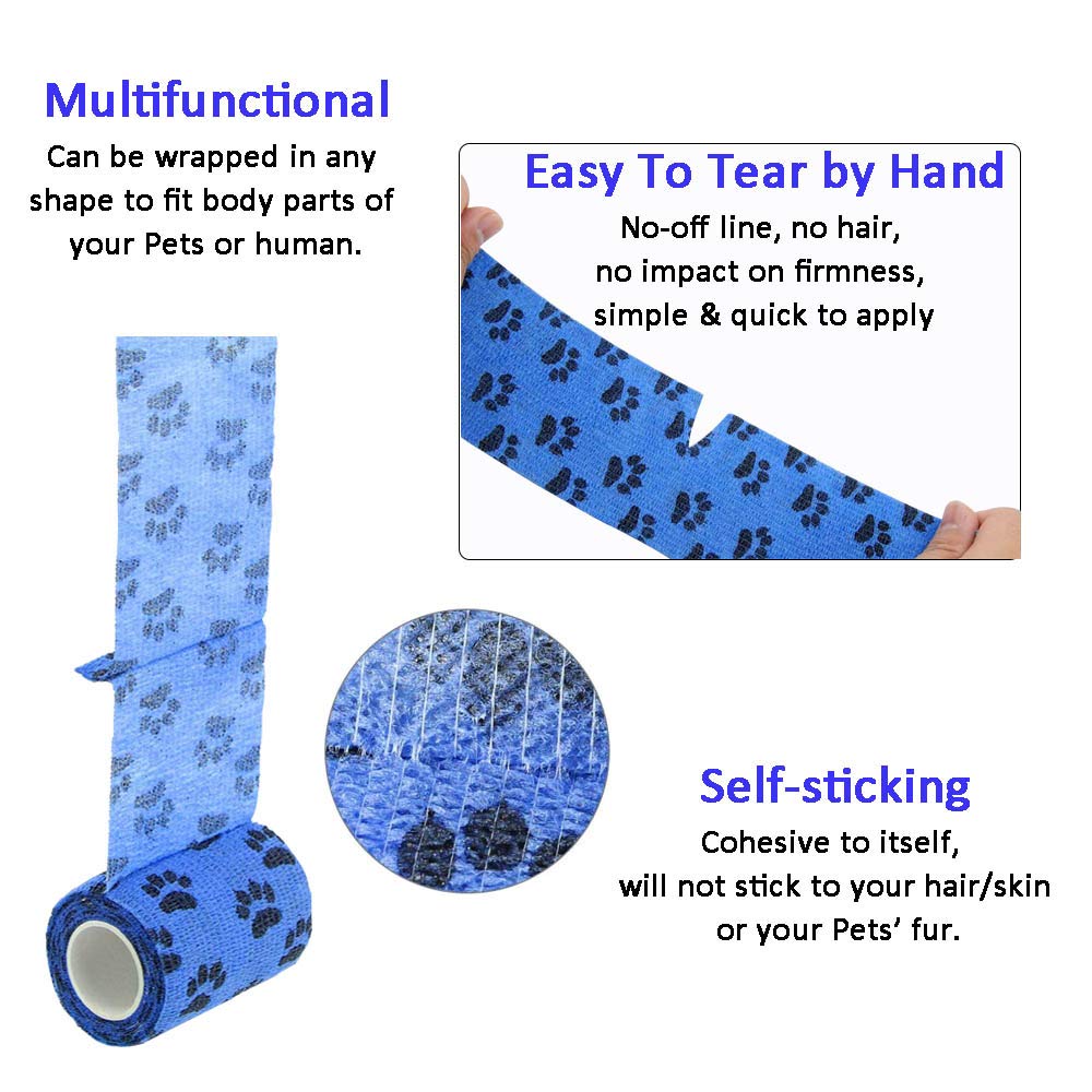 Kingrun Self Adhesive Bandage, Vet Wrap Tape for Dogs Cats Self Adherent Cohesive Bandages Pet Elastic Wrap Bandages - Image 4