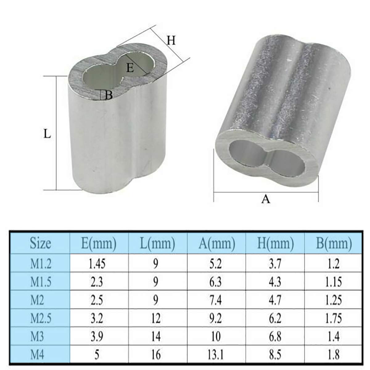 Wire Rope Thimbles Set，QISF 250Pcs 304 Stainless Steel Wire Rope