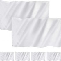 6 Pieces 3 x 5 Feet Solid Plain White Flag/Multicolor Flags Pure Color DIY Flags Silk Taffeta Stitched Blank Flags Banner with Grommets for DIY Garden Backyard Playground Decoration (White)
