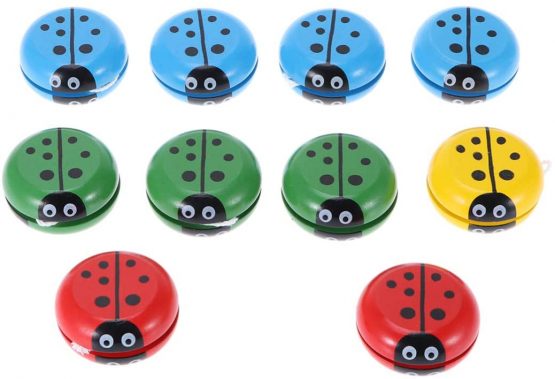 NUOBESTY 10pcs Wooden Yoyo Toys Ladybug Shaped Yoyo Ball Kids Party Favors